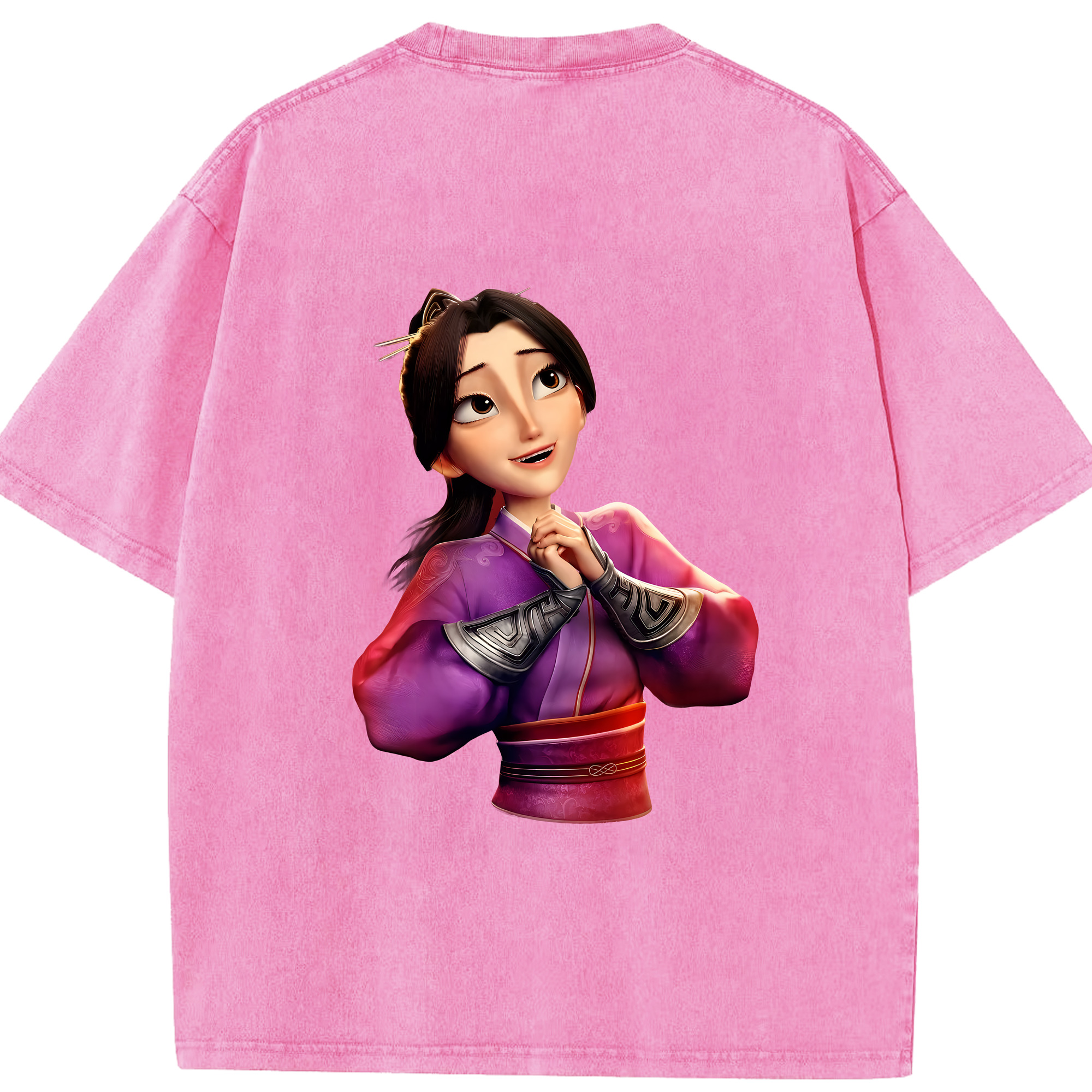 （画像用） Ne Zha 2 ナタ 魔童の大暴れ 綿100% ヴィンテージ風 半袖Tシャツ（背面プリント）
